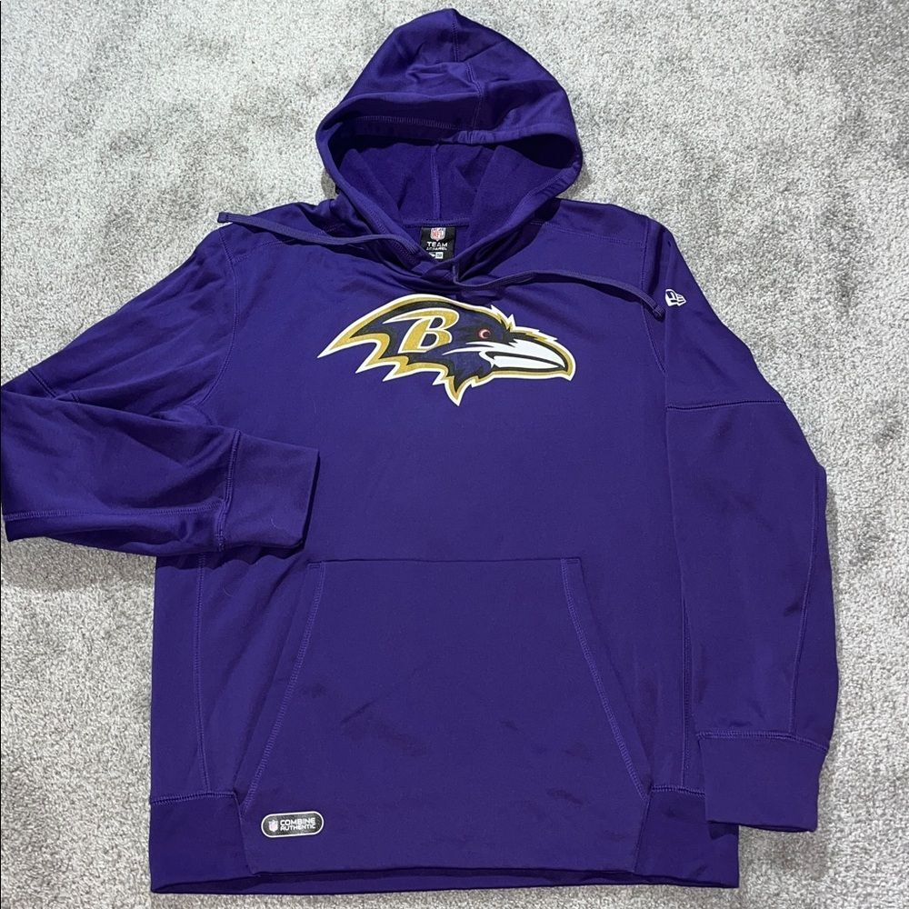 New Era Purple Baltimore Ravens Combine Authentic Hooded Hoodie Sweatshirt L LG